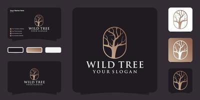 Tree logo design and business card inspiration vector