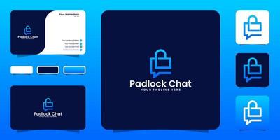 padlock design logo inspiration and chat template and business card design vector