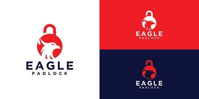 security logo with eagle head and padlock, business card and template design vector