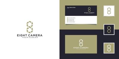 figure eight and the shutter camera design template and business card vector