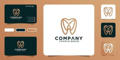 logotipo dental con estilo de arte lineal e inspiración para tarjetas de visita vector