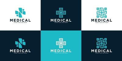 set of abstract cross plus medical design vector