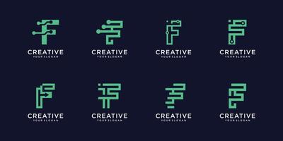 Set of abstract monogram letter f logo vector