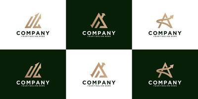 set of monogram letter A logo with arrow vector