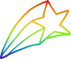 rainbow gradient line drawing cartoon shooting star vector