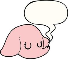cartoon elephant face and speech bubble vector