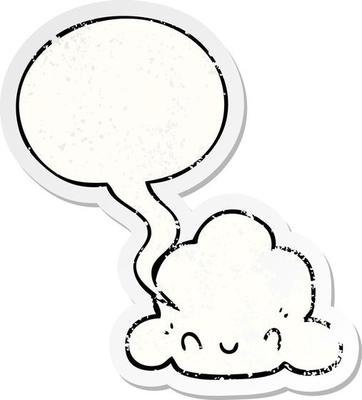 cartoon cloud and speech bubble distressed sticker