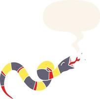 cartoon hissing snake and speech bubble in retro style vector