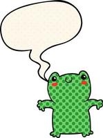 cartoon frog and speech bubble in comic book style vector