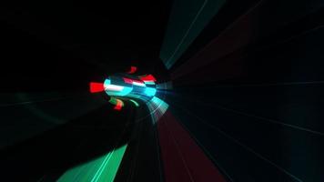 Abstract loop red blue digital hyperspace tunnel video