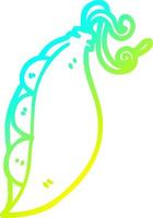 cold gradient line drawing cartoon peas in pod vector