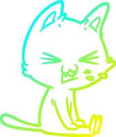 línea de gradiente frío dibujo dibujos animados gato sentado silbido vector