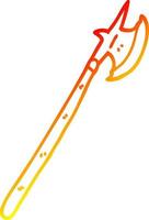 warm gradient line drawing cartoon medieval halberd vector