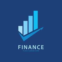 Arrow Financial chart Logo Design Template Vector Icon, Simple Illustration Logo For Financial Company. Blue Background