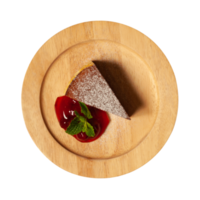 Vista superior de la tarta de queso al estilo de Nueva York aislada en un fondo transparente para fines de diseño png