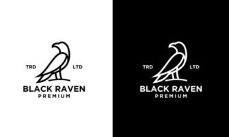 simple line raven logo vector