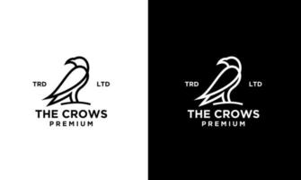 logotipo blanco y negro de la línea de cuervo vector