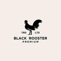 diseño de logotipo negro de gallo premium vector