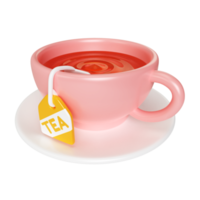 bolsita de té en una taza icono de ilustración 3d png