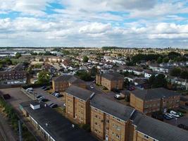 Aerial footage by drone high angle view of London Luton City of England and residential Buildings photo