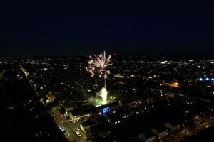 Beautiful High Angle View of Luton Town of England at Night, Drone's footage after sunset photo