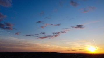 Beautiful Sunset withSky with Colourful Clouds, Drone's High Angle Footage over City of England UK photo