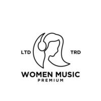 vector de diseño de logotipo de línea de música de mujeres