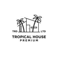 Tropical house vector logo design template