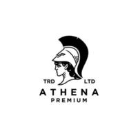 diseño de logotipo negro premium diosa atenea vector