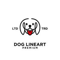 diseño de logotipo de vector de arte de línea de cabeza de perro