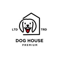 Dog house line art vector logo design