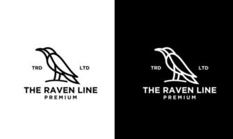 simple line raven logo vector