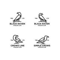 set collection crow line logo vector