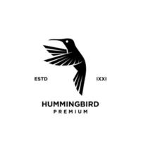diseño de icono de logotipo de silueta negra de colibrí vector
