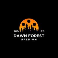 árbol de madera premium amanecer bosque película vector logo icono diseño