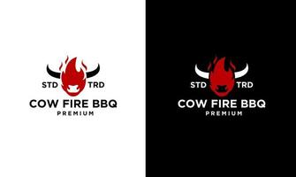 Cow Fire Flame Barbecue Grill food Logo vector