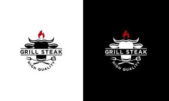 Barbecue Grill food beef and steak Logo