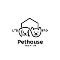 Dog house line art vector logo design