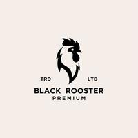 diseño de logotipo negro de cabeza de gallo premium vector