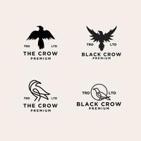 set collection black raven logo vector