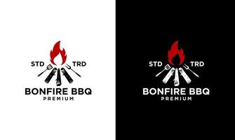 Bonfire Flame Barbecue Grill food Logo vector