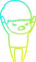 cold gradient line drawing cartoon stressed man vector