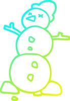 cold gradient line drawing cartoon snowman vector