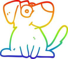 rainbow gradient line drawing cartoon happy dog vector