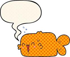 cartoon fish and speech bubble in comic book style vector