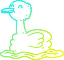 cold gradient line drawing swimming duck vector