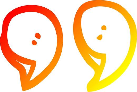 warm gradient line drawing cartoon quotation marks vector