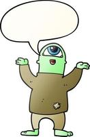 cartoon halloween monster and speech bubble in smooth gradient style vector