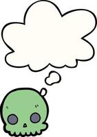 cartoon skull and thought bubble vector