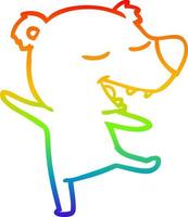 rainbow gradient line drawing cartoon bear vector